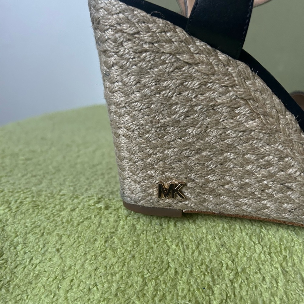 Michael Kors Black Espadrille Platform Wedge Sandals Heels - Picture 2 of 10